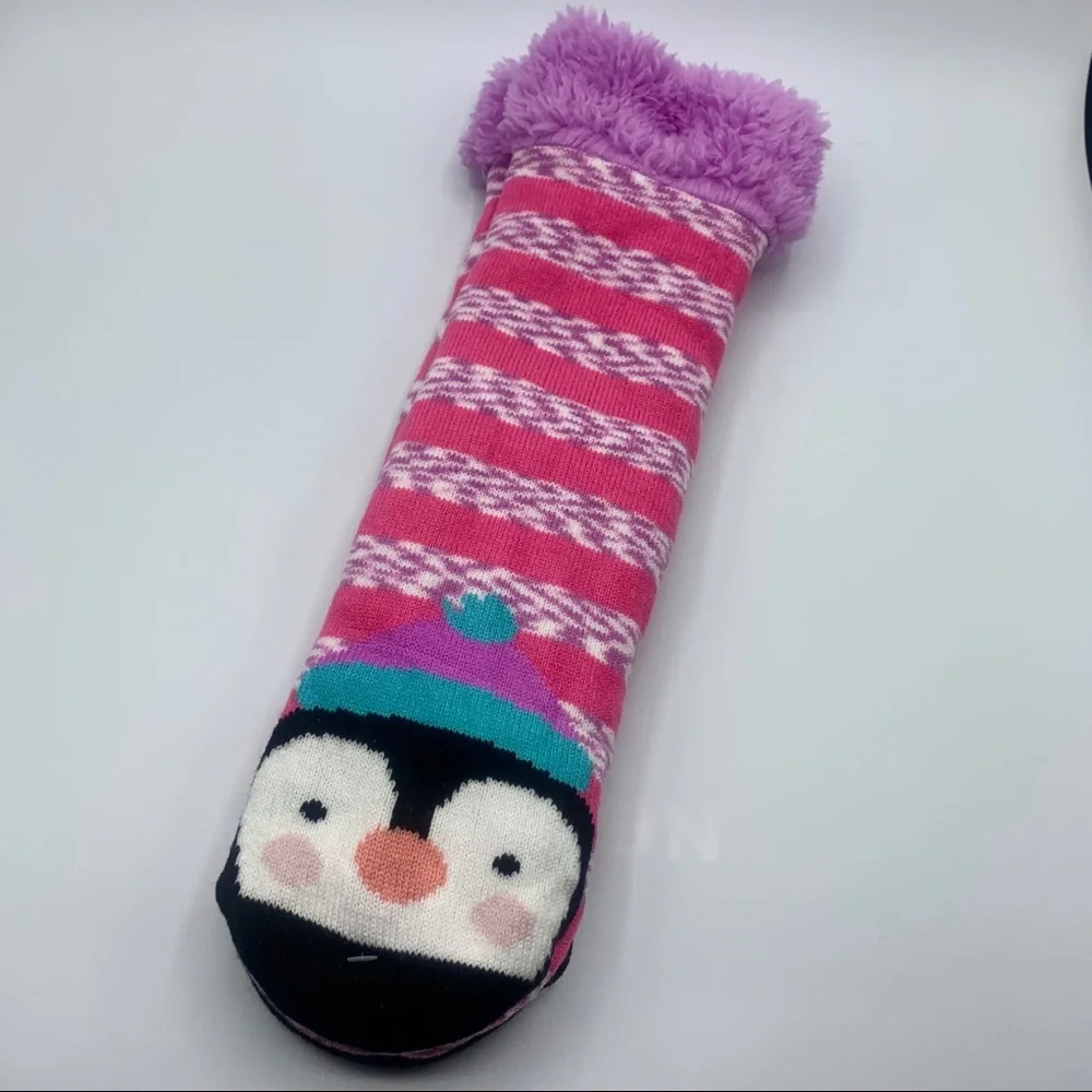NWT Penguin Cozy Kookie Kritters Slipper Socks Toddler Girls 4-10